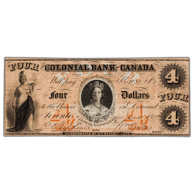 Colonial Bank of Canada 1859 $4 Chartered Note #130-10-02-08 - VF