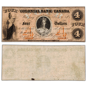 Colonial Bank of Canada 1859 $4 Chartered Note #130-10-02-08 - VF