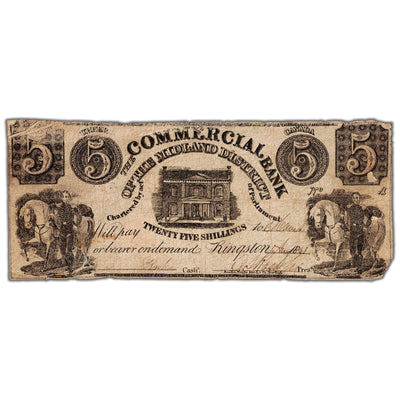 SOLD Commercial Bank of the Midland District 1848 $5 Note Spurious Issue #190-28-02