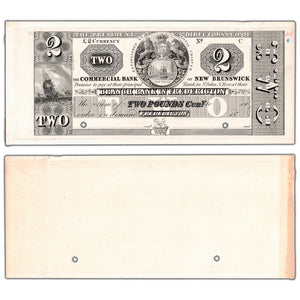 Commercial Bank of New Brunswick 1800's 2 Pounds Front Proof Note #180-10-04P