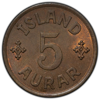 SOLD Iceland 1942 5 Aurar Coin