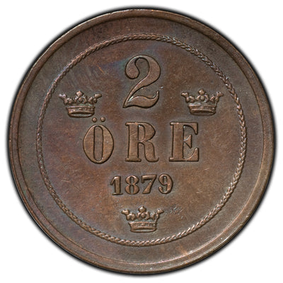SOLD Sweden 1879 2 Ore Coin KM #746
