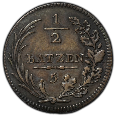 SOLD Switzerland Fribourg 1811 1/2 Batzen Coin KM #73