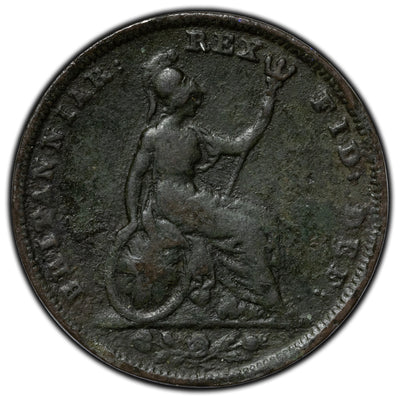 SOLD Great Britain 1829 Farthing Coin KM #697 - Corrosion