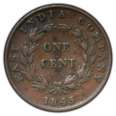 SOLD Straits Settlements East India Company 1845 1 Cent Coin KM #3