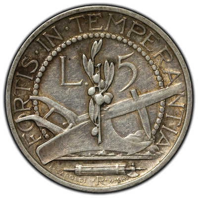 SOLD San Marino 1932 R 5 Lire Silver Coin KM #9