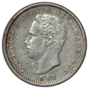 SOLD Portugal 1887 200 Reis Silver Coin KM #512
