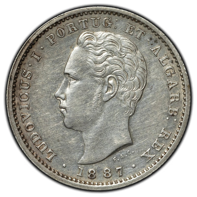 SOLD Portugal 1887 200 Reis Silver Coin KM #512