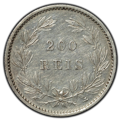 SOLD Portugal 1887 200 Reis Silver Coin KM #512