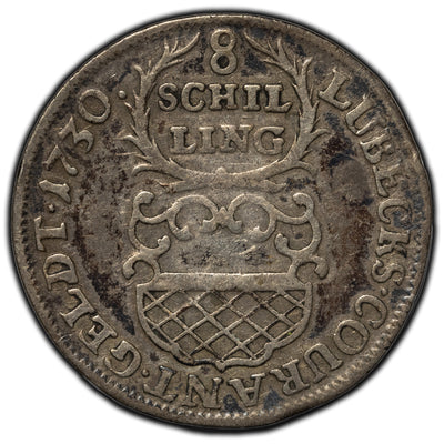 Germany Lübeck 1730 8 Schilling Silver Coin KM #144