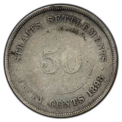 SOLD Straits Settlements 1898 50 Cents Silver Coin KM #13