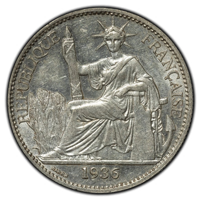 SOLD French Indochina 1936 50 Centimes Silver Coin KM #4a.2