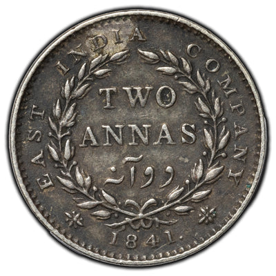 India 1841 Dot 2 Annas Silver Coin KM #460.1