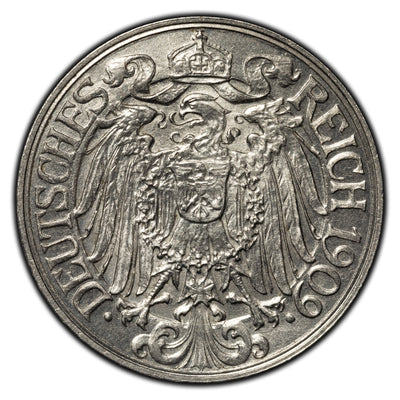 Germany 1909 D 25 Pfennig Coin KM #18