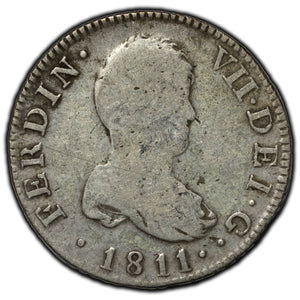 SOLD Spain 1811 C SF 2 Reales Silver Coin KM #474.2
