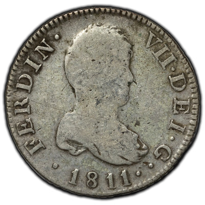 SOLD Spain 1811 C SF 2 Reales Silver Coin KM #474.2