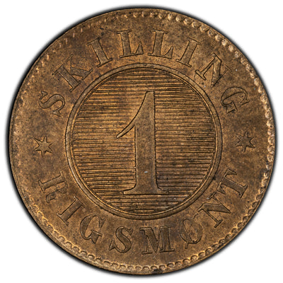 Denmark 1867 1 Skilling Coin KM #774