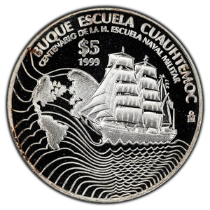 SOLD Mexico 1999 $5 Buque Escuela Cuauhtemoc Silver Coin - Proof