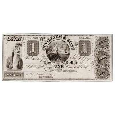 SOLD Cuvillier & Sons 1838 $1 One Dollar Remainder Note QC #105-14-02R - EF/AU