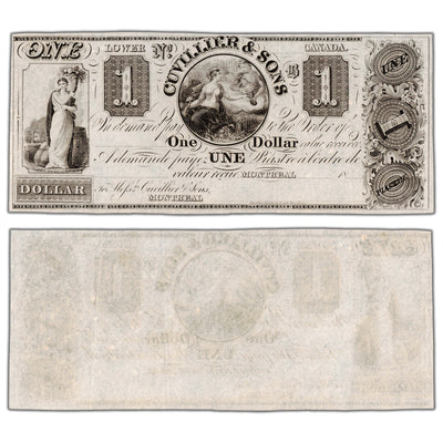 SOLD Cuvillier & Sons 1838 $1 One Dollar Remainder Note QC #105-14-02R - EF/AU