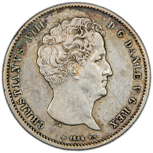Denmark 1848 1 Rigsbankdaler Silver Coin H-4A