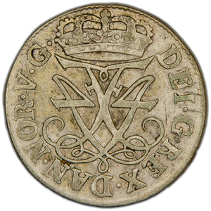 Denmark 1711 Copenhagen 12 Skilling Silver Coin H-43A