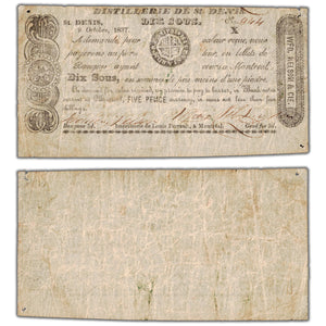 Distillerie De St. Denis 1837 10 Sous Note QC #125-12-04biii - Circulated