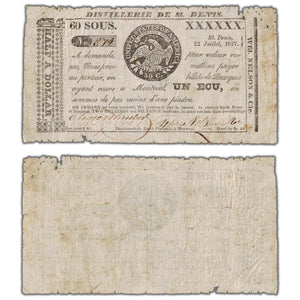 Distillerie De St. Denis 1837 60 Sous Note QC #125-10-10b - Circulated