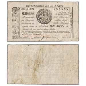 Distillerie De St. Denis 1837 60 Sous Note QC #125-10-10b - Circulated