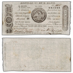 Distillerie De St. Denis 1837 1 Ecu Note QC #125-12-10biii - Circulated