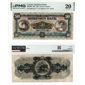 The Dominion Bank 1925 $50 Chartered Note #220-22-08 - PMG VF-20