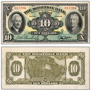 The Dominion Bank 1938 $10 Chartered Note #220-28-04 - VF/EF