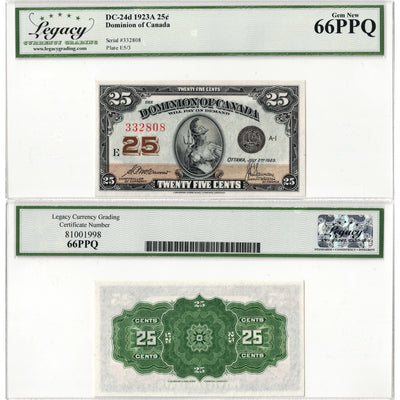 25 Cents 1923 Dominion of Canada Shinplaster Note DC-24c - Legacy Gem UNC-66 PPQ