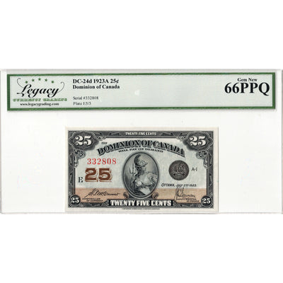 25 Cents 1923 Dominion of Canada Shinplaster Note DC-24c - Legacy Gem UNC-66 PPQ