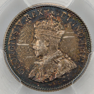 Front view of PCGS SP-64 Specimen 1911 Canada 5 Cents silver coin featuring the crowned portrait bust of King George V.