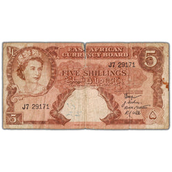 East Africa ND (1958-60) 5 Five Shillings Note P #37 - Filler