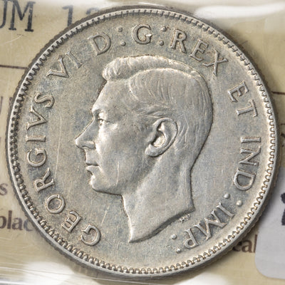 SOLD Canada 1947 Dot 25 Cents Quarter Silver Coin - ICCS VF-30