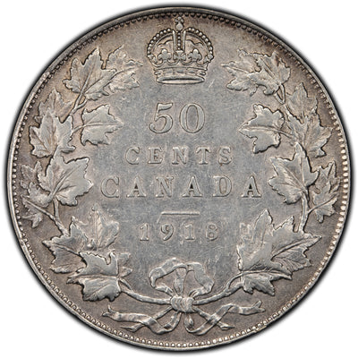 Canada 1918 50 Cents Half Dollar Silver Coin