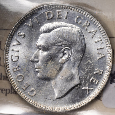 SOLD Canada 1949 25 Cents Quarter Silver Coin - ICCS MS-62