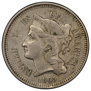 SOLD United States 1865 3 Cents Coin