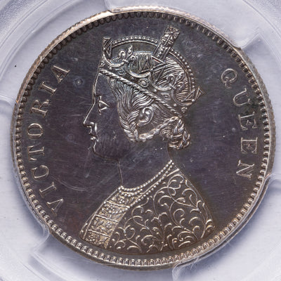 India 1862 (c) One Rupee Silver Coin SW-4.54 - PCGS PR-64 Restrike