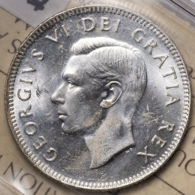 SOLD Canada 1949 25 Cents Quarter Silver Coin - ICCS MS-63