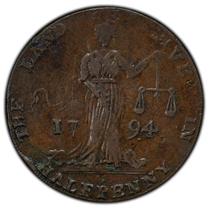 SOLD Ireland 1794 Dublin 1/2 Half Penny Token D&H #339