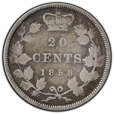 SOLD Canada 1858 Re-Eng '5' 20 Cents Silver Coin - One Year Type!