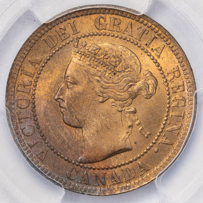 SOLD Canada 1899 Repunched 9 1 Large Cent Coin - ICCS MS-65 RB