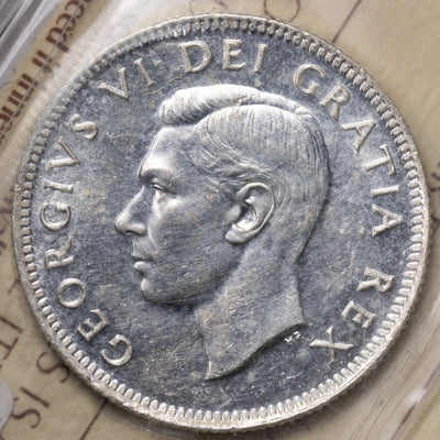 SOLD Canada 1950 25 Cents Quarter Silver Coin - ICCS MS-60