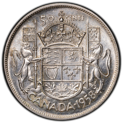 SOLD Canada 1958 Dot 50 Cents Half Dollar Silver Coin