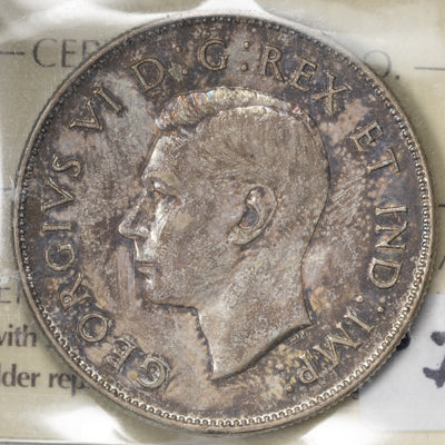 SOLD Canada 1947 Maple Leaf 50 Cents Half Dollar Silver Coin - ICCS VF-30