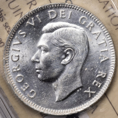 SOLD Canada 1950 25 Cents Quarter Silver Coin - ICCS MS-62