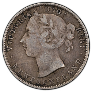 SOLD Newfoundland 1899 Large '99' 20 Cents Silver Coin - VG/F